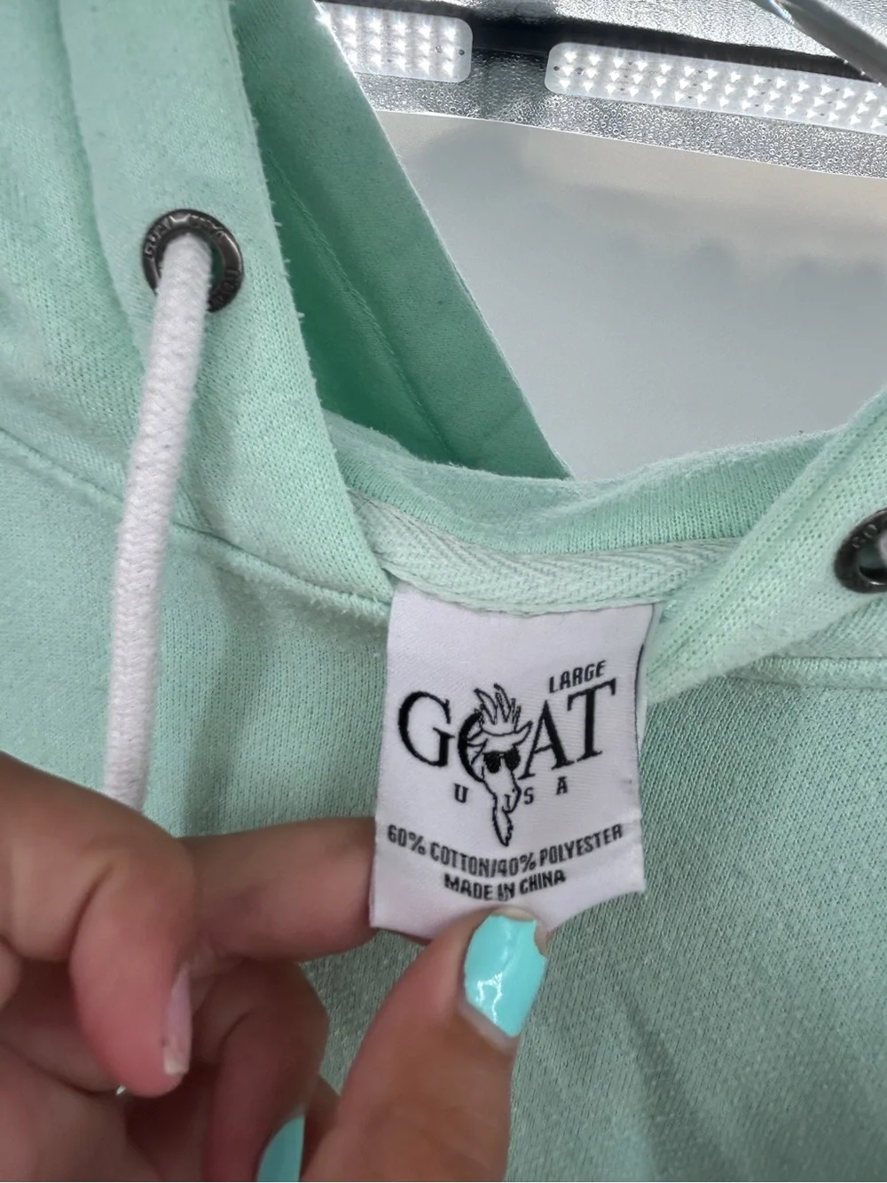 Kids Mint Green Hoodie with Goat Embroidery